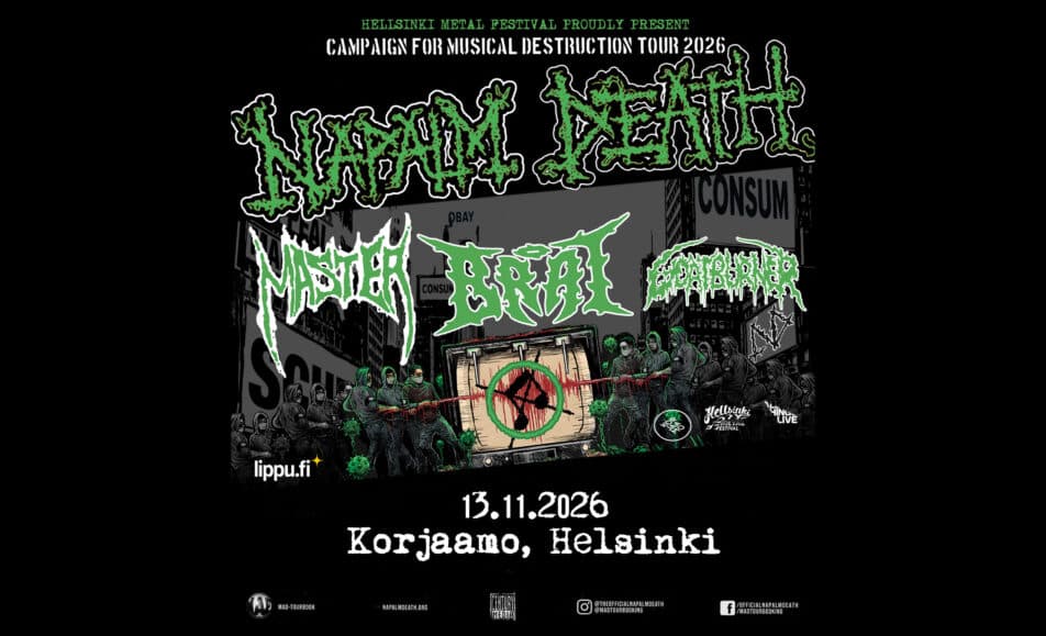 SOLD OUT: Campaign for Musical Destruction 2026: Napalm Death (UK), Master (US), BRAT (US), Goatburner (FI)