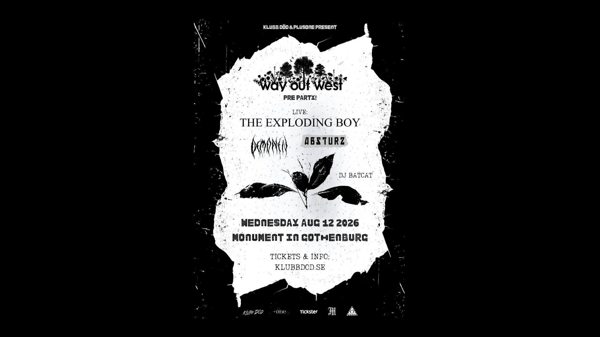 Klubb Död WoW Pre-party: THE EXPLODING BOY + ABSTURZ + DEMONEN